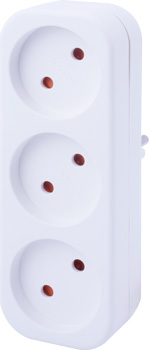 Rozgałęźnik e.socket.003.10.2, 3 gniazda, 2P, 10A, bez uziemienia