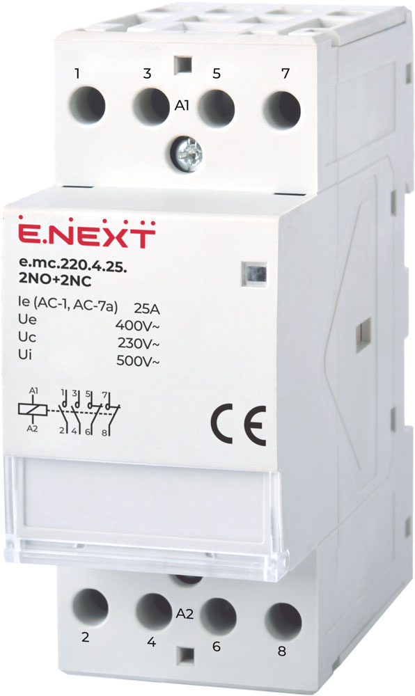 Stycznik modułowy e.mc.220.4.25.2NO+2NC, 4р, 25А, 2NO+2NC, 220В