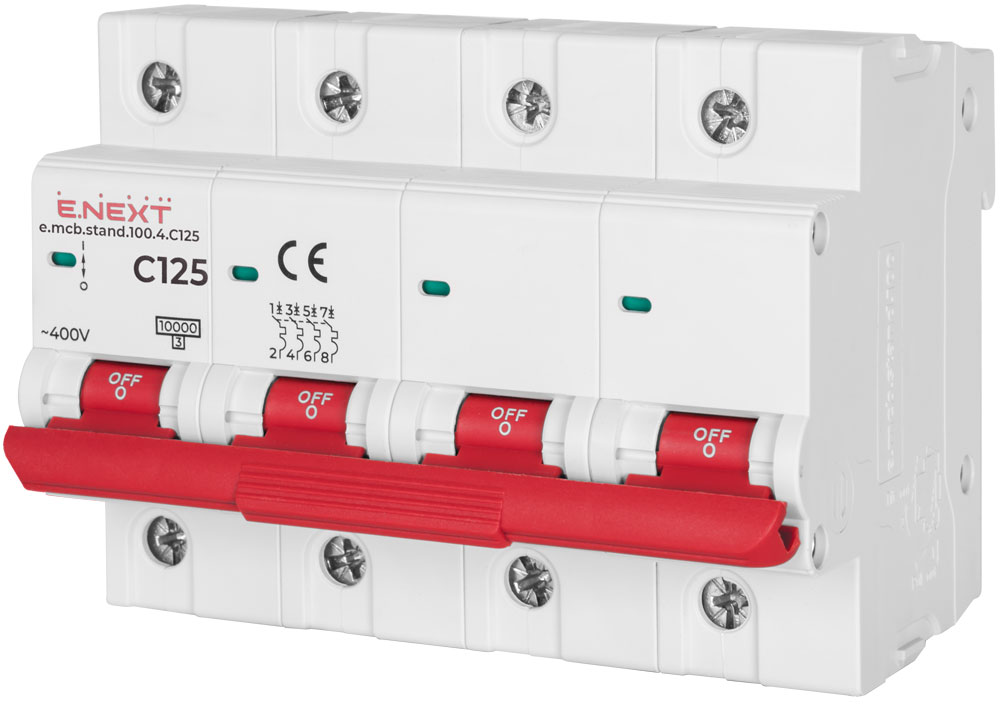 Wyłącznik nadprądowy e.mcb.stand.100.4.C125, 4р, 125А, C, 10кА