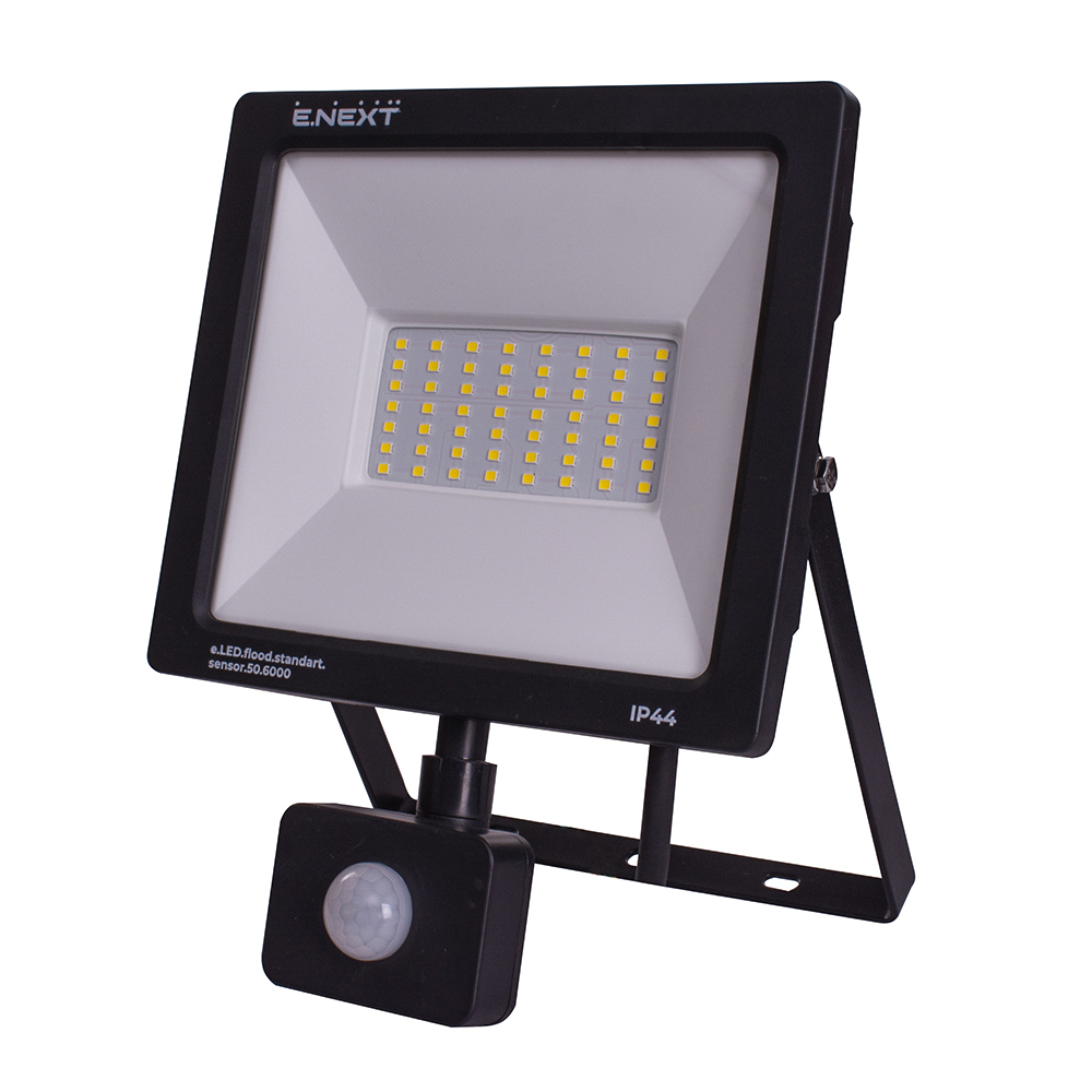 Naświetlacz LED z czujnikiem ruchu e.LED.flood.stand.sensor.50.6000, 50W, 6000K