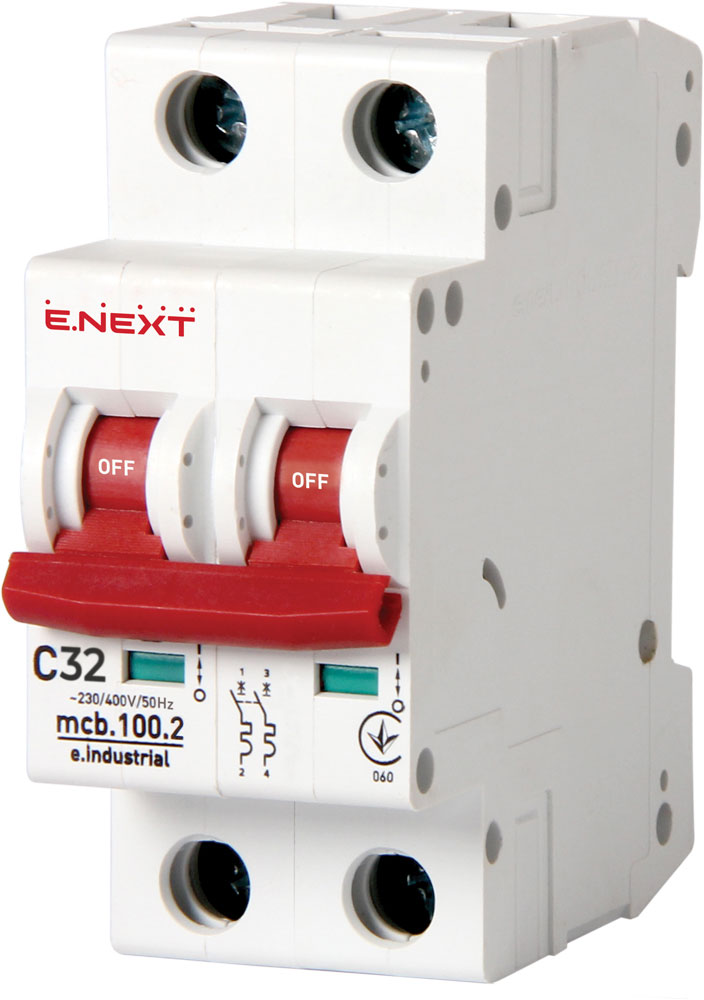 Modułowy wyłącznik automatyczny  e.industrial.mcb.100.2.C32, 2 р, 32А, C,  10kА
