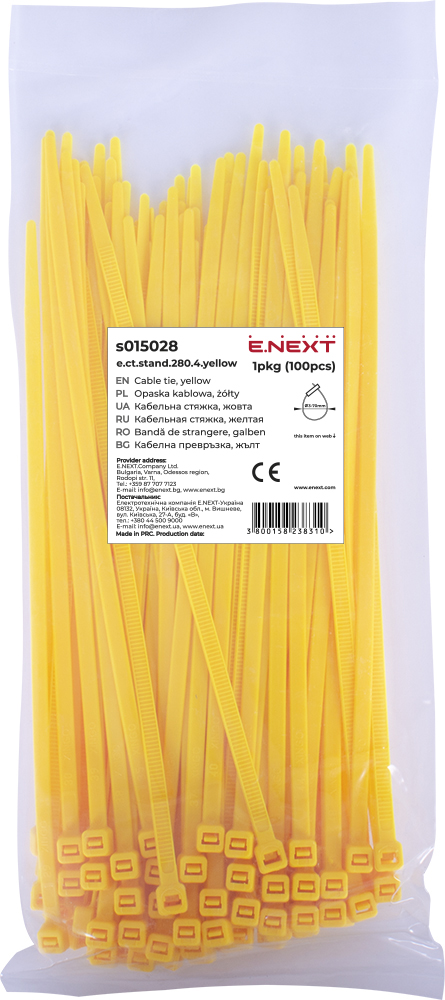 Opaska kablowa e.ct.stand.280.4.yellow (100szt.), żółta