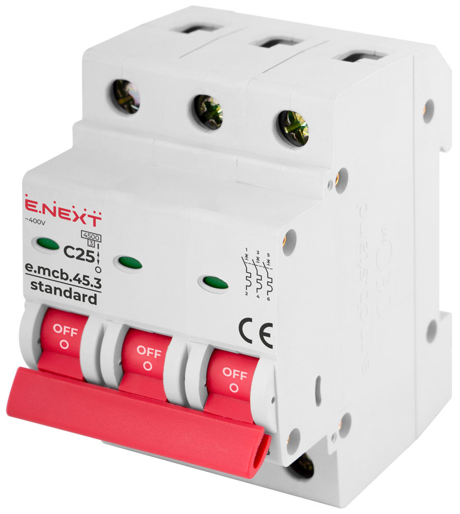 Wyłącznik nadprądowy e.mcb.stand.45.3.C25, 3р, 25А, C, 4.5 kА