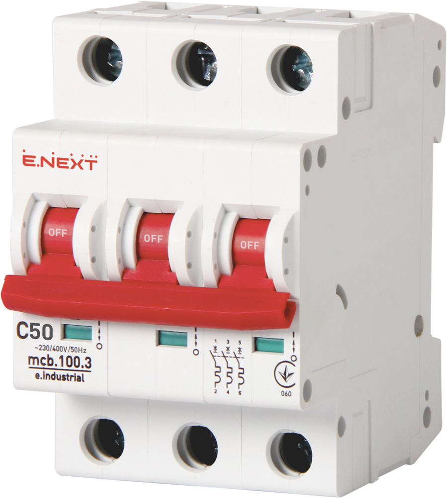 Modułowy wyłącznik automatyczny  e.industrial.mcb.100.3.C50, 3 р, 50А, C, 10kА