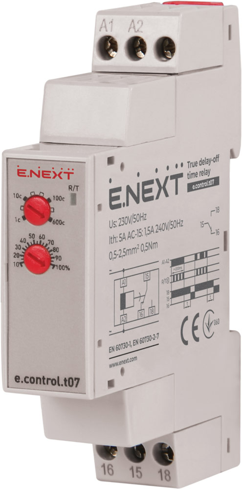 Przekaźnik czasowy (opóźnia się w czasie awarii zasilania) e.control.t07