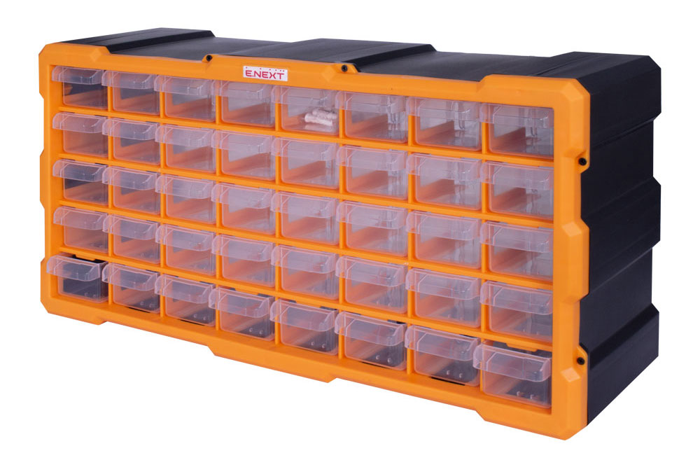 Plastikowy organizer, e.toolbox.pro.23, 22" 40-częściowy 497x157x250mm