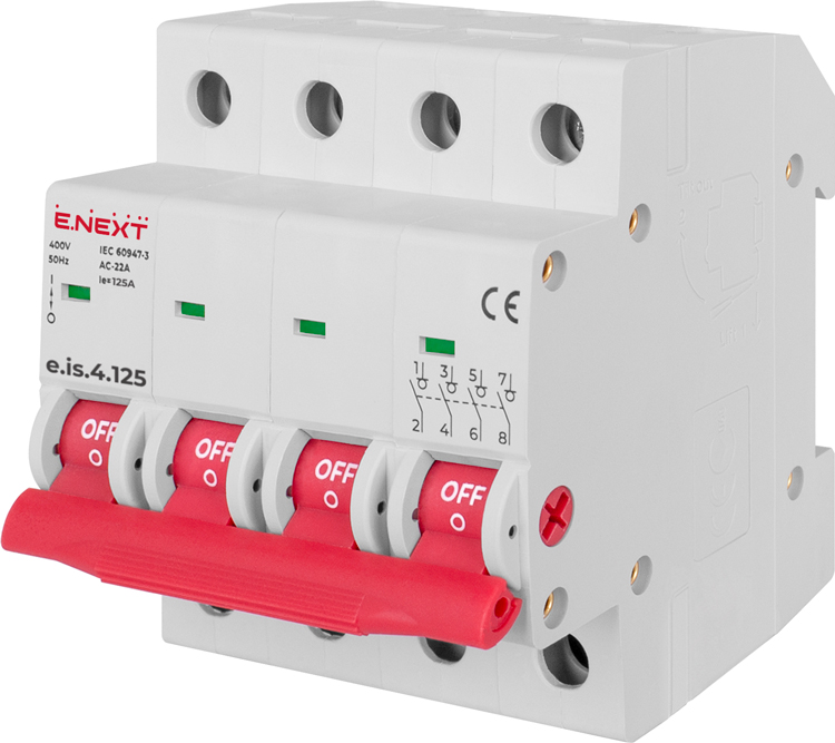 Rozłącznik główny na szynę DIN e.is.4.125, 4р, 125А