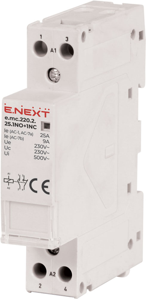 Stycznik modułowy e.mc.220.2.25.1NO+1NC, 2р, 25А, 1NO+1NC, 220V