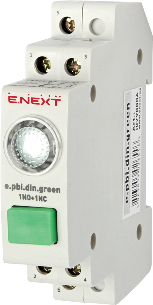 Przycisk ze wskaźnikiem na szynie DIN e.pbi.din.green, zielony