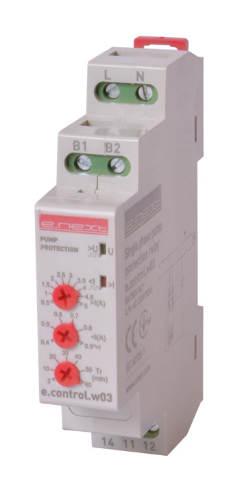 Przekaźnik kontroli dla pomp głębinowych, jednofazowy e.control.w03