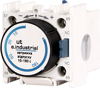 Приставка контактна з затримкою часу e.industrial.ut.1F, затримка на відкл. 0,1-30 сек.