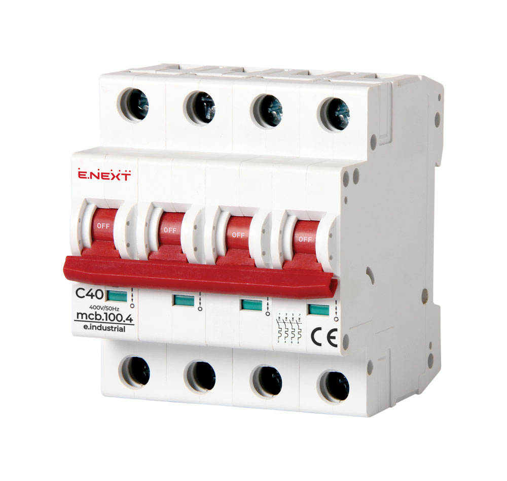 Modułowy wyłącznik automatyczny e.industrial.mcb.100.4.C40, 4 р, 40А, C,  10кА