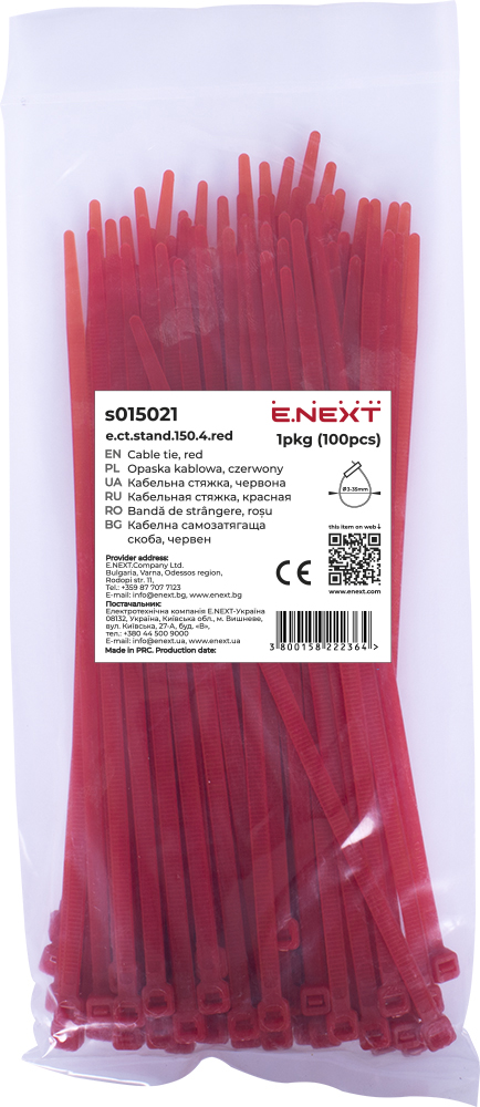 Opaska kablowa e.ct.stand.150.4.red (100szt.), czerwona