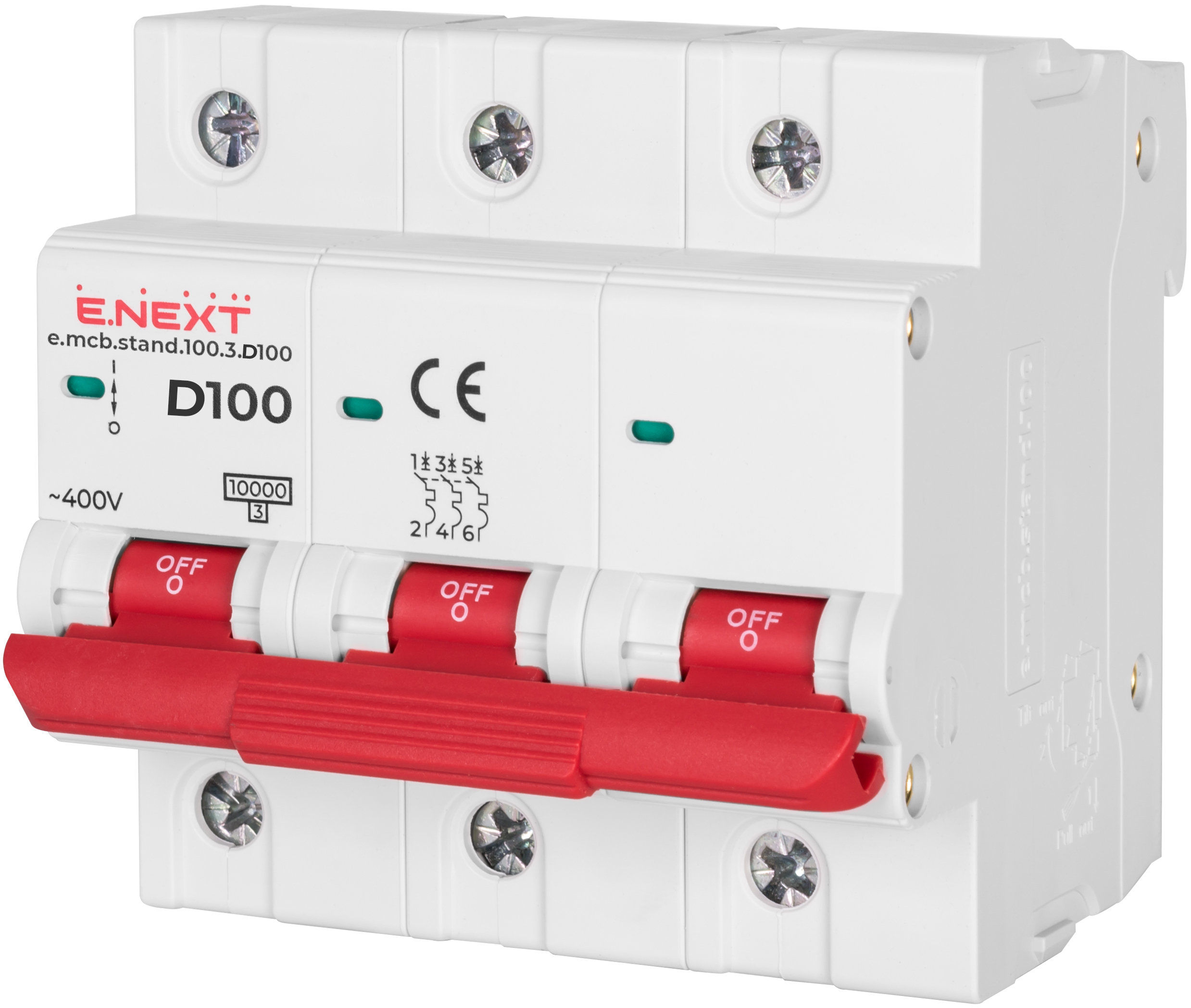 Wyłącznik nadprądowy e.mcb.stand.100.3.D100, 3р, 100А, D, 10кА
