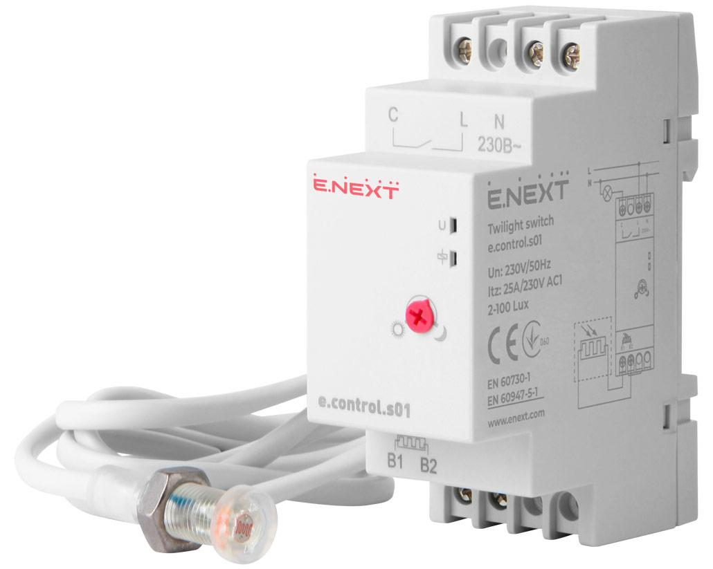 Przekaźnik zmierzchowy e.control.s01 z czujnikiem zewnętrznym