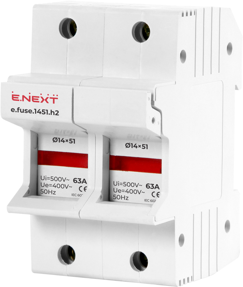 Rozłącznik bezpiecznikowy e.fuse.1451.h2, do wkladek topikowych 14х51, 2р, 63А