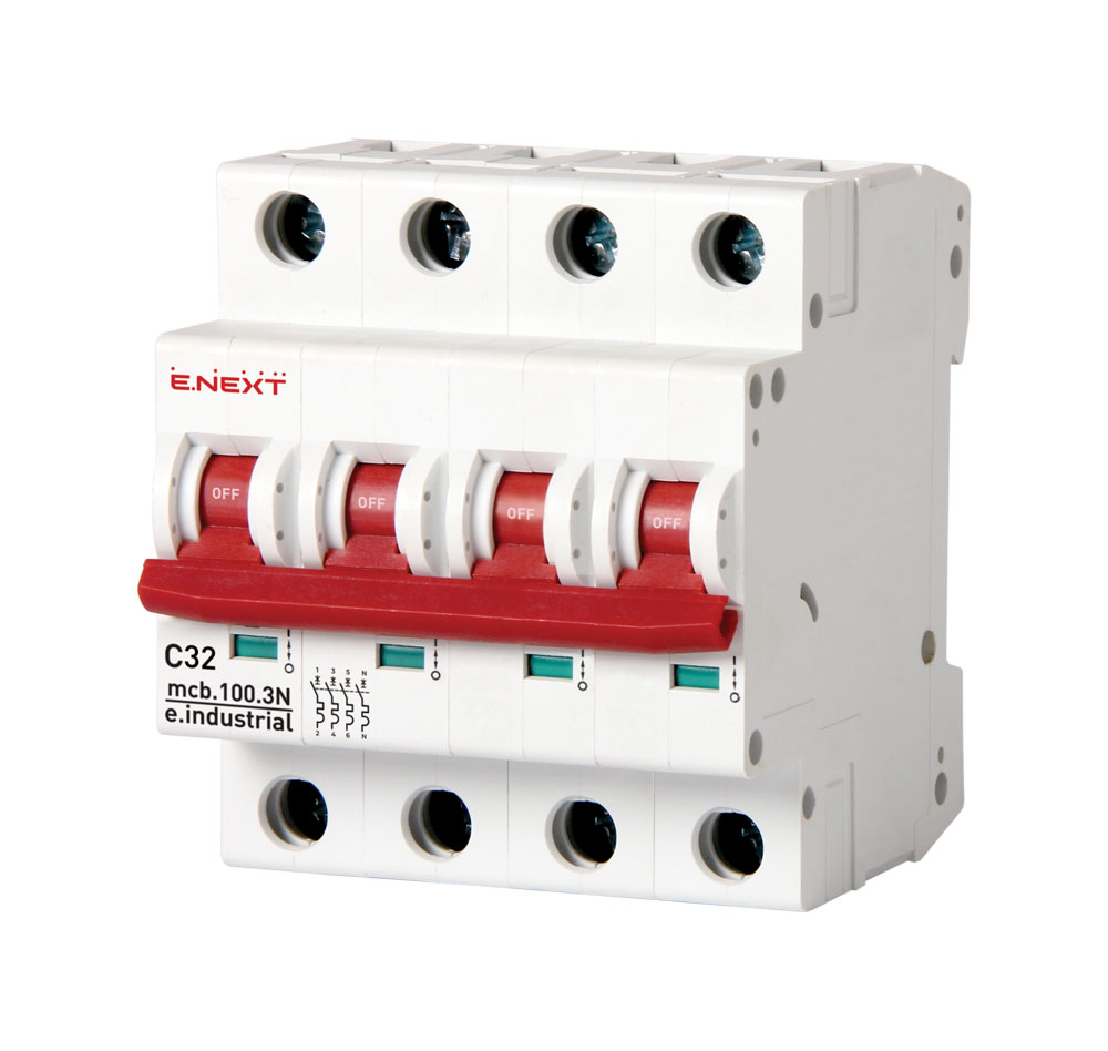 Modułowy wyłącznik automatyczny e.industrial.mcb.100.3N.C32, 3р+N, 32А, C, 10кА