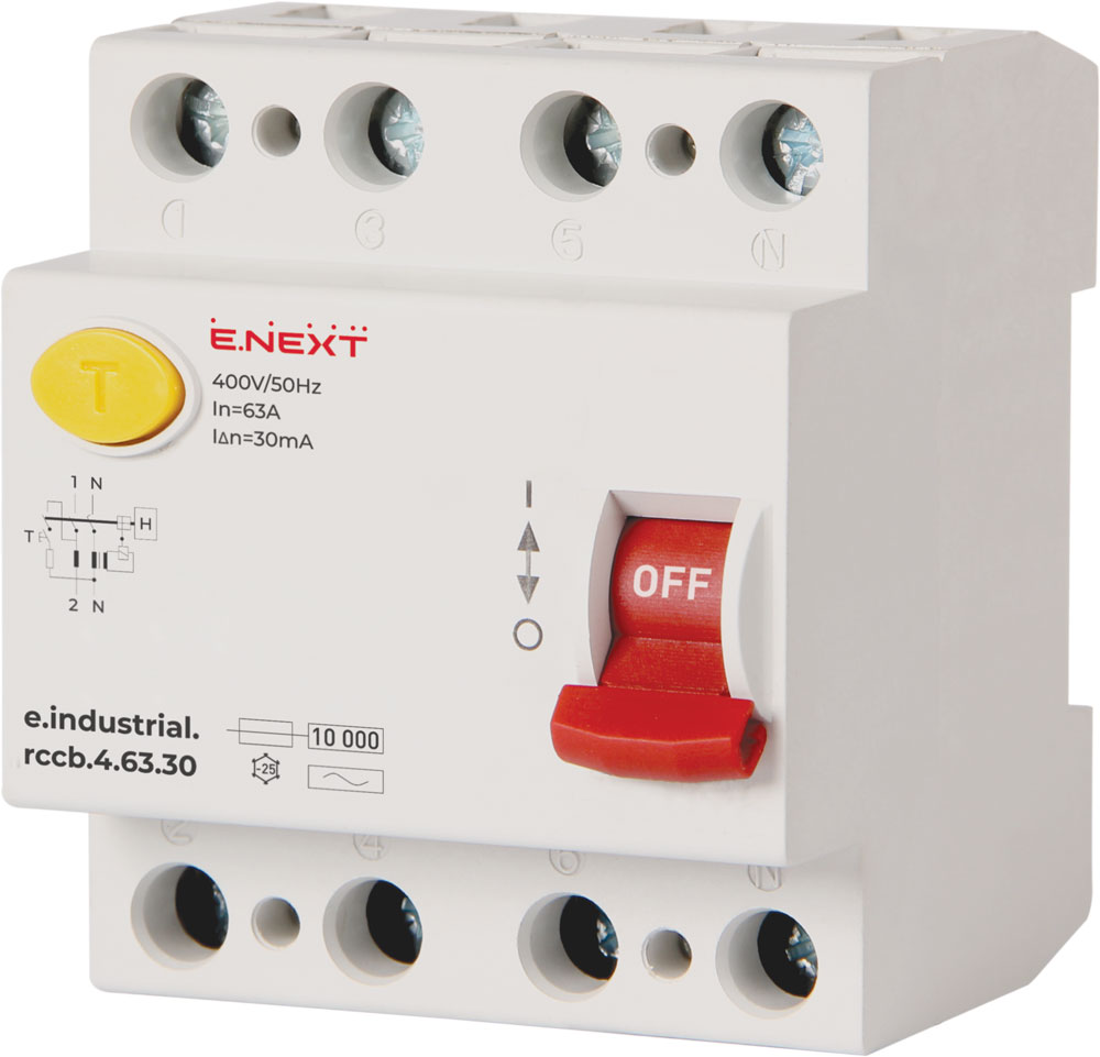 Wyłącznik różnicowoprądowy e.industrial.rccb.4.63.30, 4r, 63A, 30mA