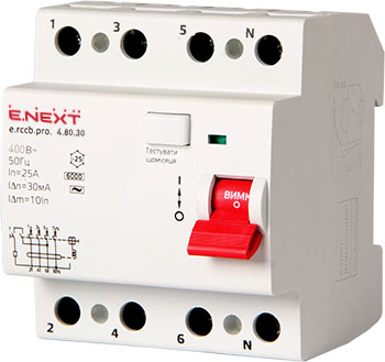 Wyłącznik różnicowoprądowy e.rccb.pro.4.80.30, 4р, 80А, 30мА