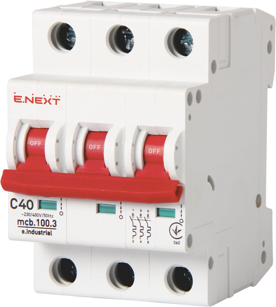 Modułowy wyłącznik automatyczny  e.industrial.mcb.100.3.C40, 3 р, 40А, C, 10kА