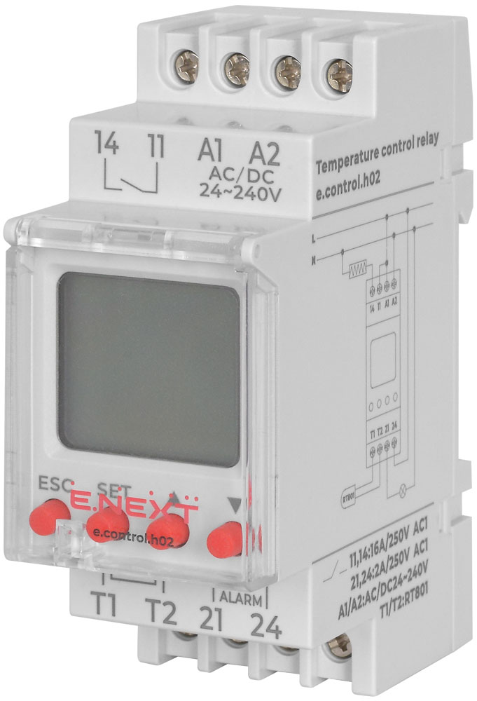 Przekaźnik kontroli temperatury  e.control.h02, 16A, АС/DC 24-240, -25…+130 °С